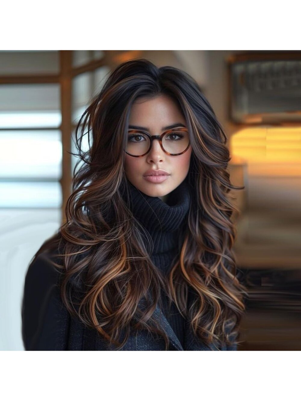 Women's Highlight Brown Long Blonde Wavy Synthetic Platinum Layered Classic Wigs